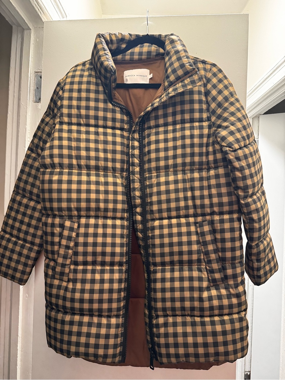 Rebecca Minkoff Quilted Puffer Jacket Black & Yellow